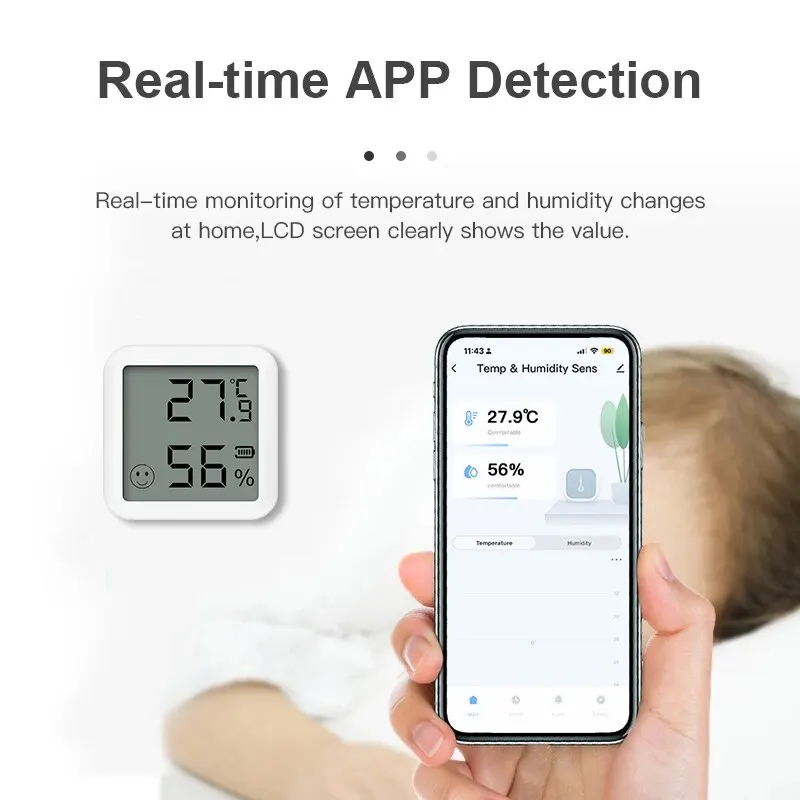 Mini Bluetooth Temperature Humidity Sensor with LCD Screen Smart Linkage Remote Control Thermometer Hygromet Alexa Google Voice - Image 3