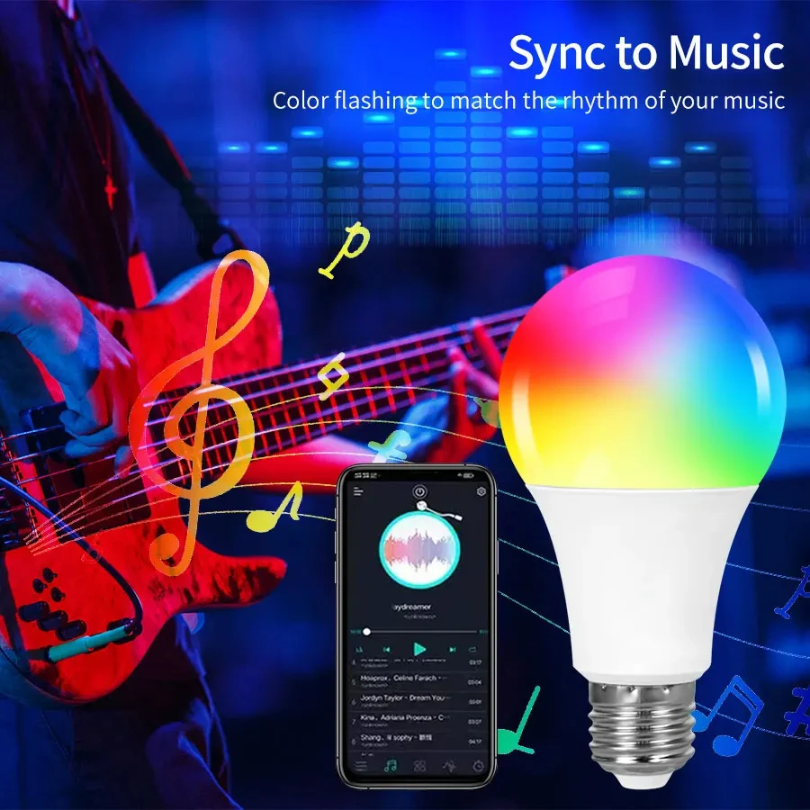 AC 220V 110V Tuya Smart Bluetooth LED Light Bulb E27 9W RGB Lamp Dimmable APP Control Smart Bulb For Home Room Decoration - Image 3